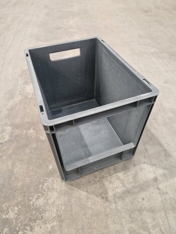 Emtrade Magazijnbak, 400x300x320 mm, euronorm, donkergrijs kunststof, gebruikt