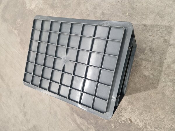 Emtrade Magazijnbak, 400x300x320 mm, euronorm, donkergrijs kunststof, gebruikt