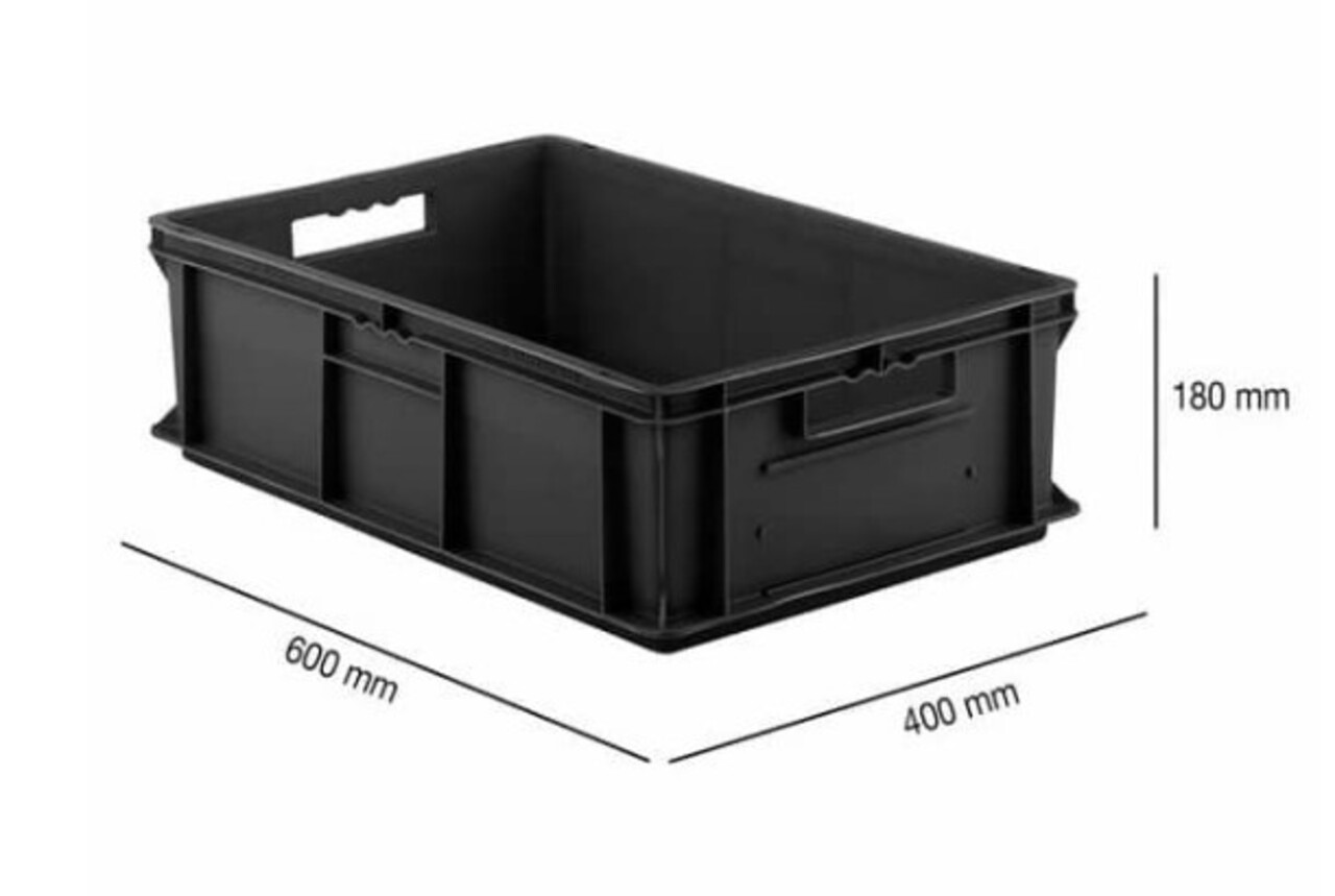 SSI Schäfer Stapelbak 600x400x180mm, Zwart, EF6180, Nieuw