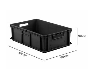 SSI Schäfer Euronorm stapelbak 600x400x180mm, Zwart, EF6180 PP-R, Nieuw SSI Schäfer Euronorm stapelbak 600x400x180mm, Zwart, EF6180 PP-R, Nieuw