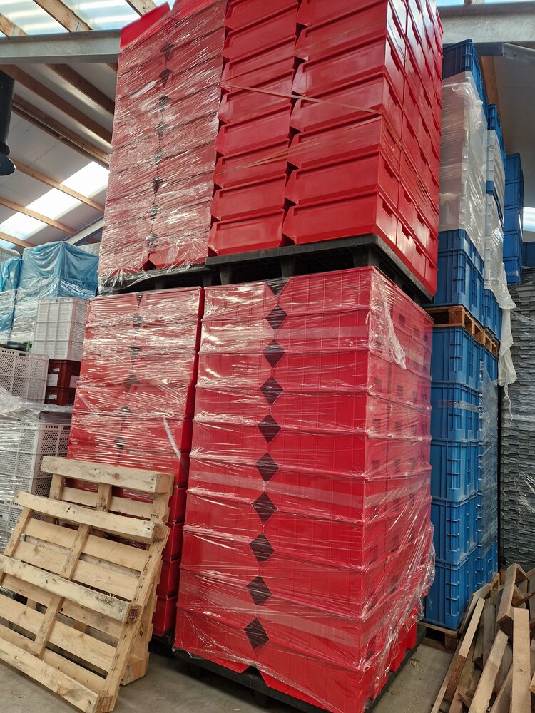 Schoeller Allibert Magazijnbak, 500x310x200 mm, rood kunststof, gebruikt