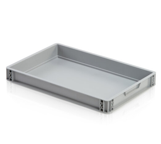 Emtrade Kunststof Bak Euronorm, 600x400x75 mm grijs gladde bodem, Nieuw Emtrade Kunststof Bak Euronorm, 600x400x75 mm grijs gladde bodem, Nieuw