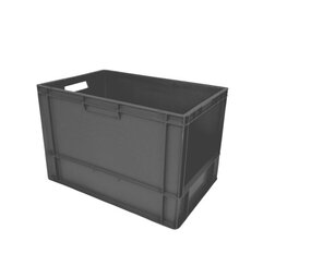 Emtrade Magazijnbak euronorm 600x400x400, met grijpopening, stapelbaar, grijs, gebruikt