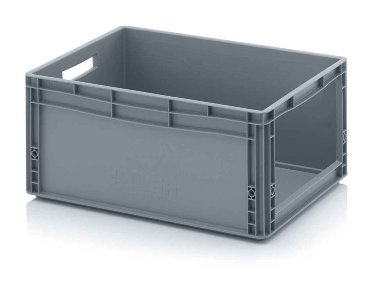 Auer Magazijnbak, 600x400x270 mm, euronorm, grijs kunststof, gebruikt