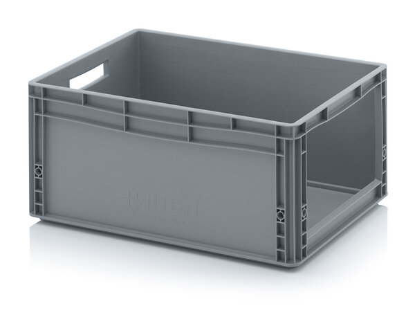 Auer Magazijnbak, 600x400x270 mm, euronorm, grijs kunststof, gebruikt