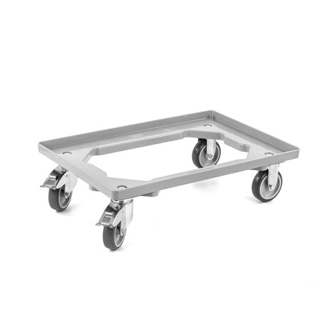 Emtrade Dolly 60x40x15cm geluidsdempend, grijs met 2 zwenkwielen en 2 wielen met rem, Nieuw