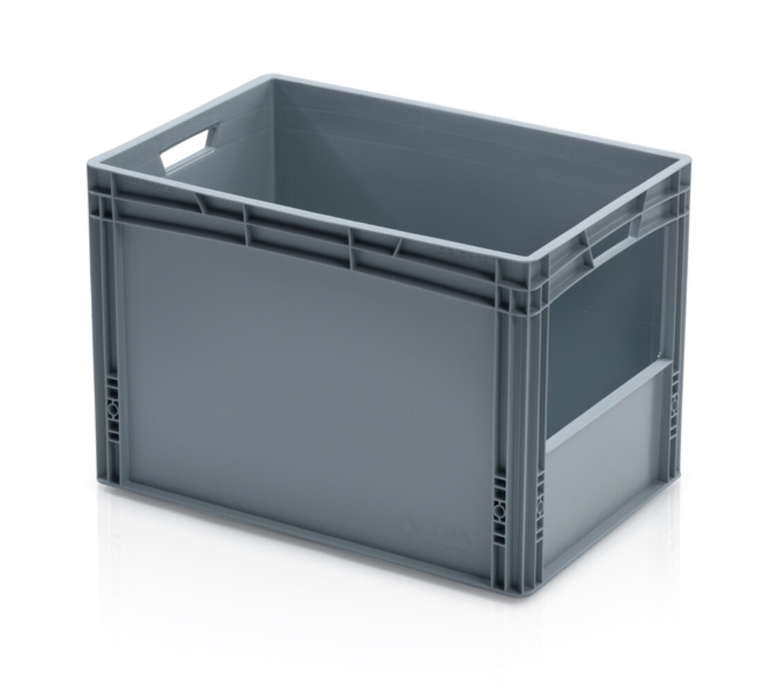 Embox Magazijnbak, 600x400x420 mm, euronorm, grijs kunststof, nieuw