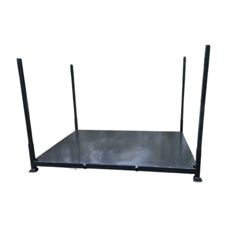 Stapelrek 300x200 cm met traanplaat bodem, zwart, gebruikt Stapelrek 300x200 cm met traanplaat bodem, zwart, gebruikt