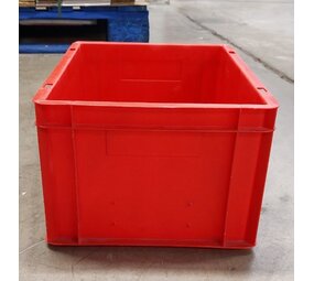Emtrade Stapelbak 400x300x210mm euronorm, rood, gesloten handgreep, gebruikt Emtrade Stapelbak 400x300x210mm euronorm, rood, gesloten handgreep, gebruikt