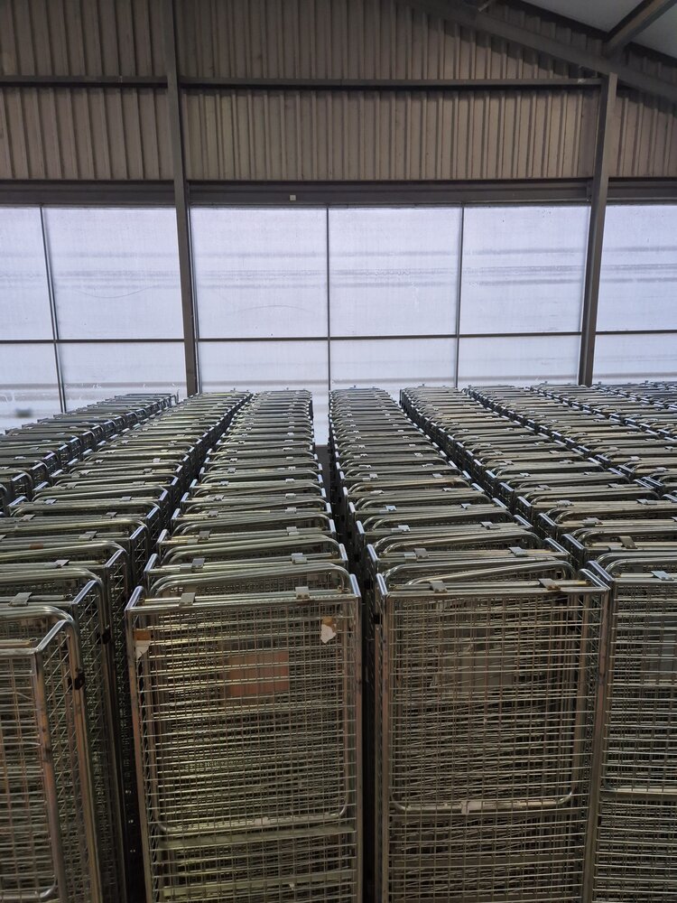 Gebhardt Rolcontainer 90x70x190 cm, 5-heks met nestbare A-frame bodem, gebruikt Gebhardt Rolcontainer 90x70x190 cm, 5-heks met nestbare A-frame bodem, gebruikt