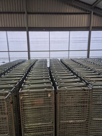 Gebhardt Rolcontainer 90x70x190 cm, 5-heks met nestbare A-frame bodem, gebruikt Gebhardt Rolcontainer 90x70x190 cm, 5-heks met nestbare A-frame bodem, gebruikt