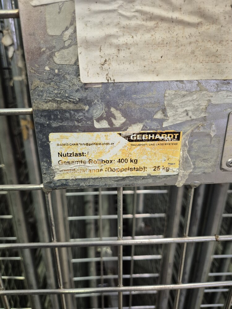 Gebhardt Rolcontainer 90x70x190 cm, 5-heks met nestbare A-frame bodem, gebruikt Gebhardt Rolcontainer 90x70x190 cm, 5-heks met nestbare A-frame bodem, gebruikt