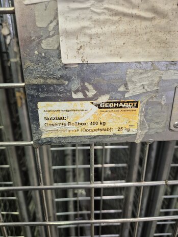 Gebhardt Rolcontainer 90x70x190 cm, 5-heks met nestbare A-frame bodem, gebruikt Gebhardt Rolcontainer 90x70x190 cm, 5-heks met nestbare A-frame bodem, gebruikt