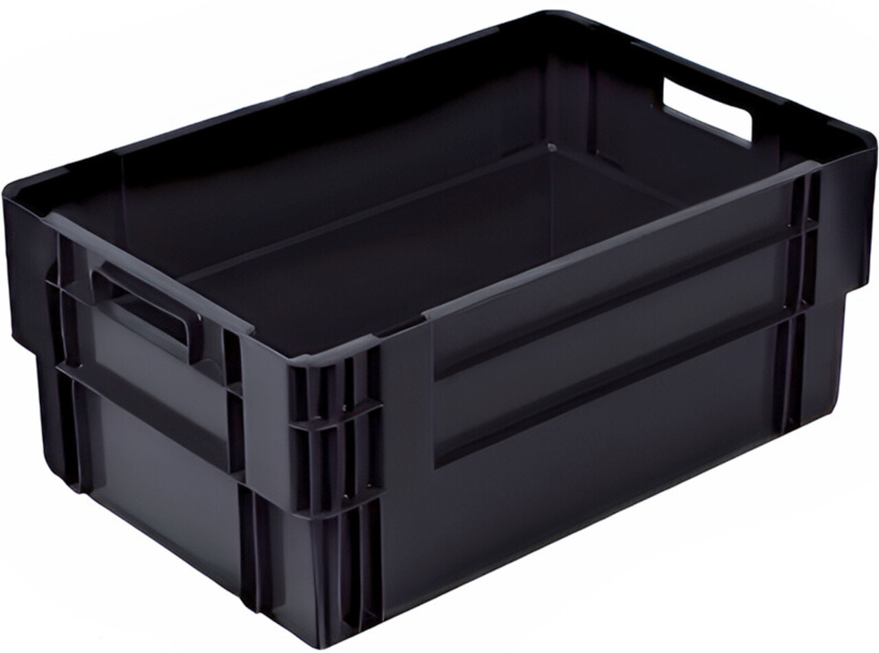 Embox Nestbare Stapelkrat, 600x400x420 mm, euronorm, zwart kunststof, nieuw