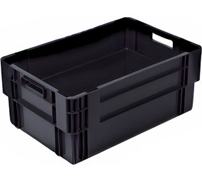 Embox Nestbare stapelkrat 600x400x420mm zwart gesloten, nieuw Embox Nestbare stapelkrat 600x400x420mm zwart gesloten, nieuw