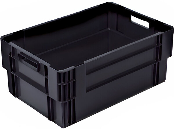 Embox Nestbare Stapelkrat, 600x400x420 mm, euronorm, zwart kunststof, nieuw