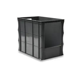 Emtrade Magazijnbak euronorm 600x400x500mm, met grijpopening, stapelbaar, grijs, gebruikt Emtrade Magazijnbak euronorm 600x400x500mm, met grijpopening, stapelbaar, grijs, gebruikt