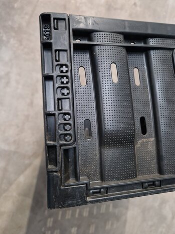 Polymer logistics Klapkrat, 600x400x190 mm, euronorm, zwart kunststof, gebruikt