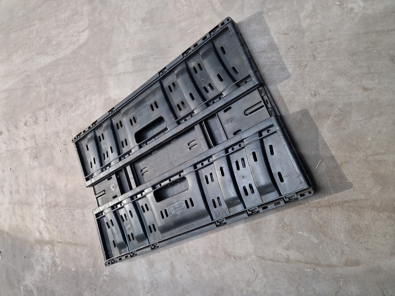 Polymer logistics Klapkrat, 600x400x190 mm, euronorm, zwart kunststof, gebruikt