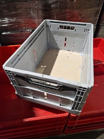 Bekuplast Klapkrat, 600x400x285 mm, euronorm, grijs kunststof, gebruikt