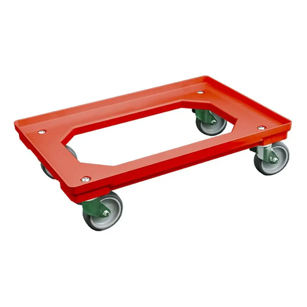 Emtrade (Nieuw) Dolly 60x40x15 rood met 2 zwenkwielen, 2 bokwielen, nieuw