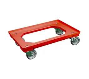 Emtrade (Nieuw) Dolly 60x40x15 rood met 2 zwenkwielen, 2 bokwielen, nieuw