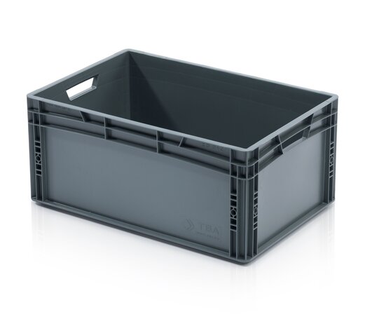 Embox Stapelbak, 600x400x270 mm, euronorm, zwart kunststof, nieuw