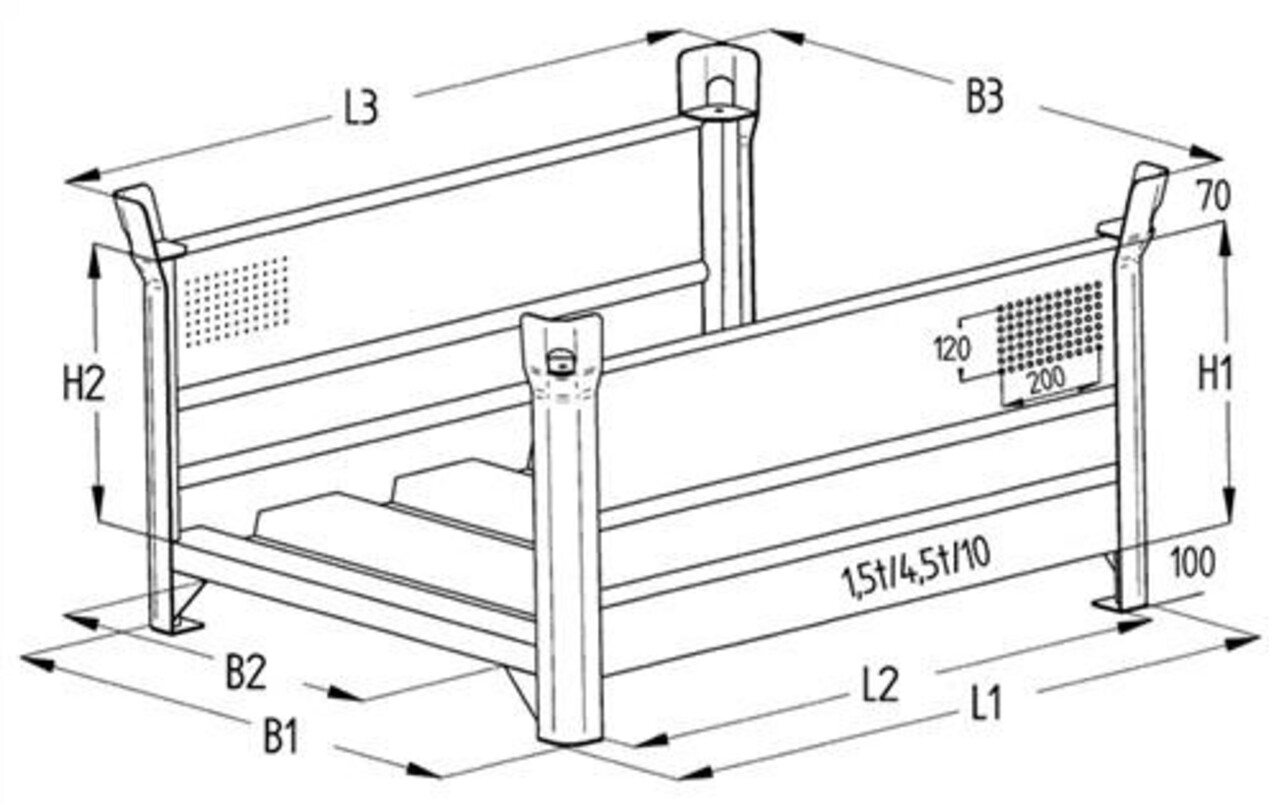 Heson Stapelrek Heson 21/94 1000x800mm grijs, gebruikt Heson Stapelrek Heson 21/94 1000x800mm grijs, gebruikt