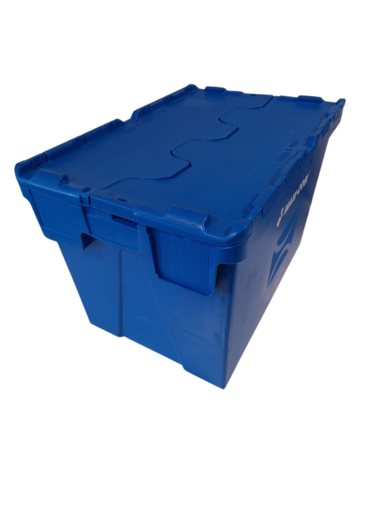 Engels Distributiebak, 600x400x320 mm, euronorm, blauw kunststof, gebruikt