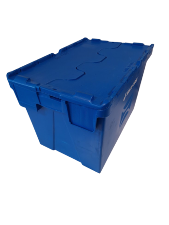 Engels Distributiebak, 600x400x320 mm, euronorm, blauw kunststof, gebruikt
