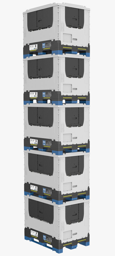 Schoeller Allibert Magnum Optimum 1208 palletbox 1200 x 800 x 958 mm met deksel, gebruikt