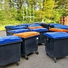 Engels Afvalcontainer 1100L voor din-opname, met klepdeksel, licht gebruikt Engels Afvalcontainer 1100L voor din-opname, met klepdeksel, licht gebruikt