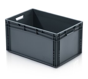Embox Stapelbak 600x400x320 euronorm donkergrijs, nieuw (recycled)
