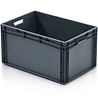 Embox Stapelbak, 600x400x320 mm, euronorm, donkergrijs kunststof, nieuw