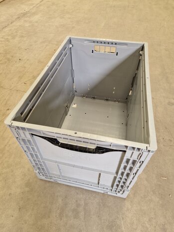 Emtrade Klapkrat, 600x400x400 mm, euronorm, grijs kunststof, gebruikt