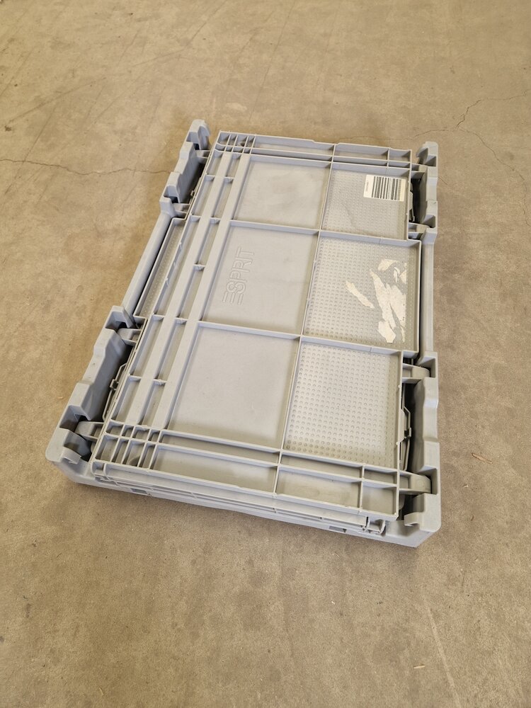 Emtrade Klapkrat, 600x400x400 mm, euronorm, grijs kunststof, gebruikt