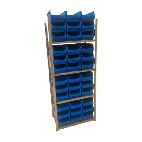 Meta Meta Clip legbordstelling 250x100x50cm incl. 36 grijpbakken, gebruikt