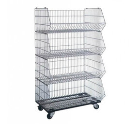 Set van 4 draadmanden 95x77x50cm op wielen, gebruikt Set van 4 draadmanden 95x77x50cm op wielen, gebruikt