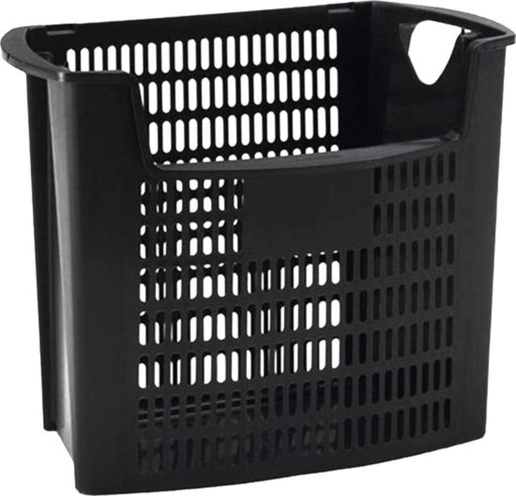 Inzamelkorf geperforeerd 32 liter blauw met inwerp opening - papierbak, gebruikt