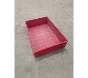 Stapelbak, 600x400x145 mm, euronorm, rood hdpe, gebruikt