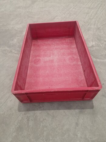 Stapelbak, 600x400x145 mm, euronorm, rood hdpe, gebruikt