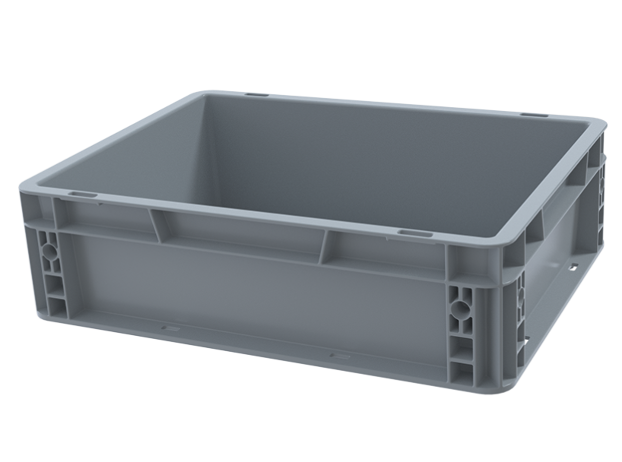 Emtrade (Nieuw) Stapelbak 400x300x120mm Gesloten Grijs, Nieuw