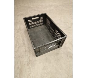Emtrade Kunststof krat 600x400x240mm zwart geperforeerd, gebruikt