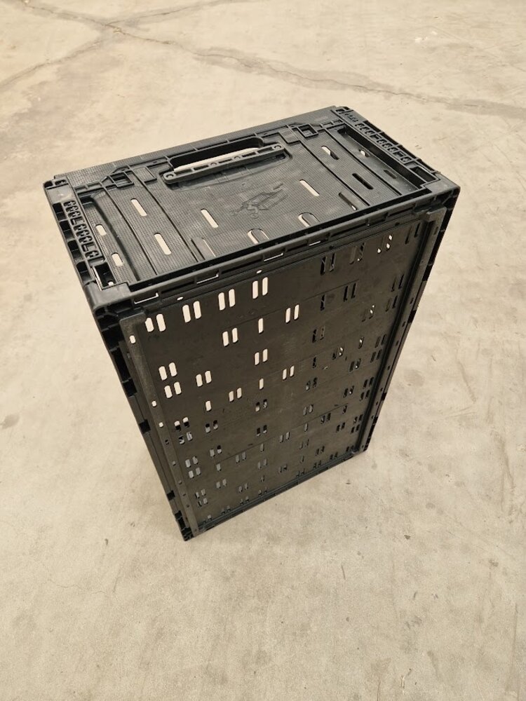 Polymer logistics Klapkrat, 600x400x233 mm, euronorm, zwart kunststof, gebruikt