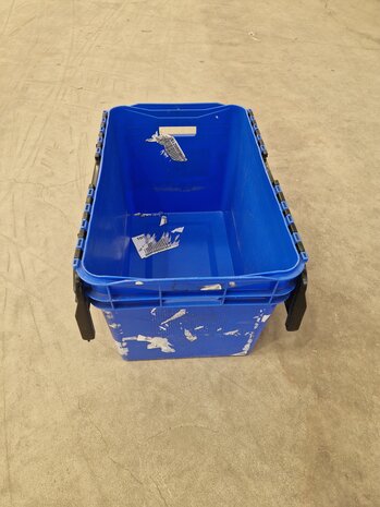 Curtec Distributiebak, 600x400x374 mm, euronorm, blauw kunststof, gebruikt