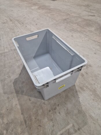 Schoeller Allibert Nestbare Stapelbak, 600x400x30 mm, euronorm, grijs kunststof, gebruikt