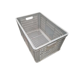 Emtrade Stapelbak 600x400x300mm geperforeerd grijs, gebruikt