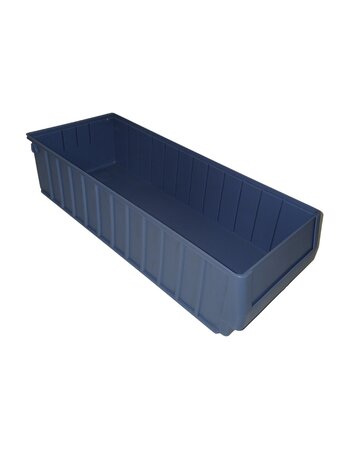 Emtrade Magazijnbak 600x200x140 mm, 15,4 liter, gesloten, stapelbaar, blauw, nieuw