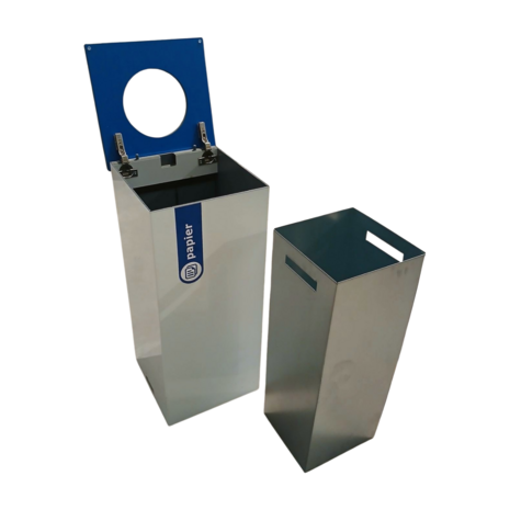 Emtrade Papierbak 31x31x72 cm, Wit Blauw - Gebruikt Emtrade Papierbak 31x31x72 cm, Wit Blauw - Gebruikt