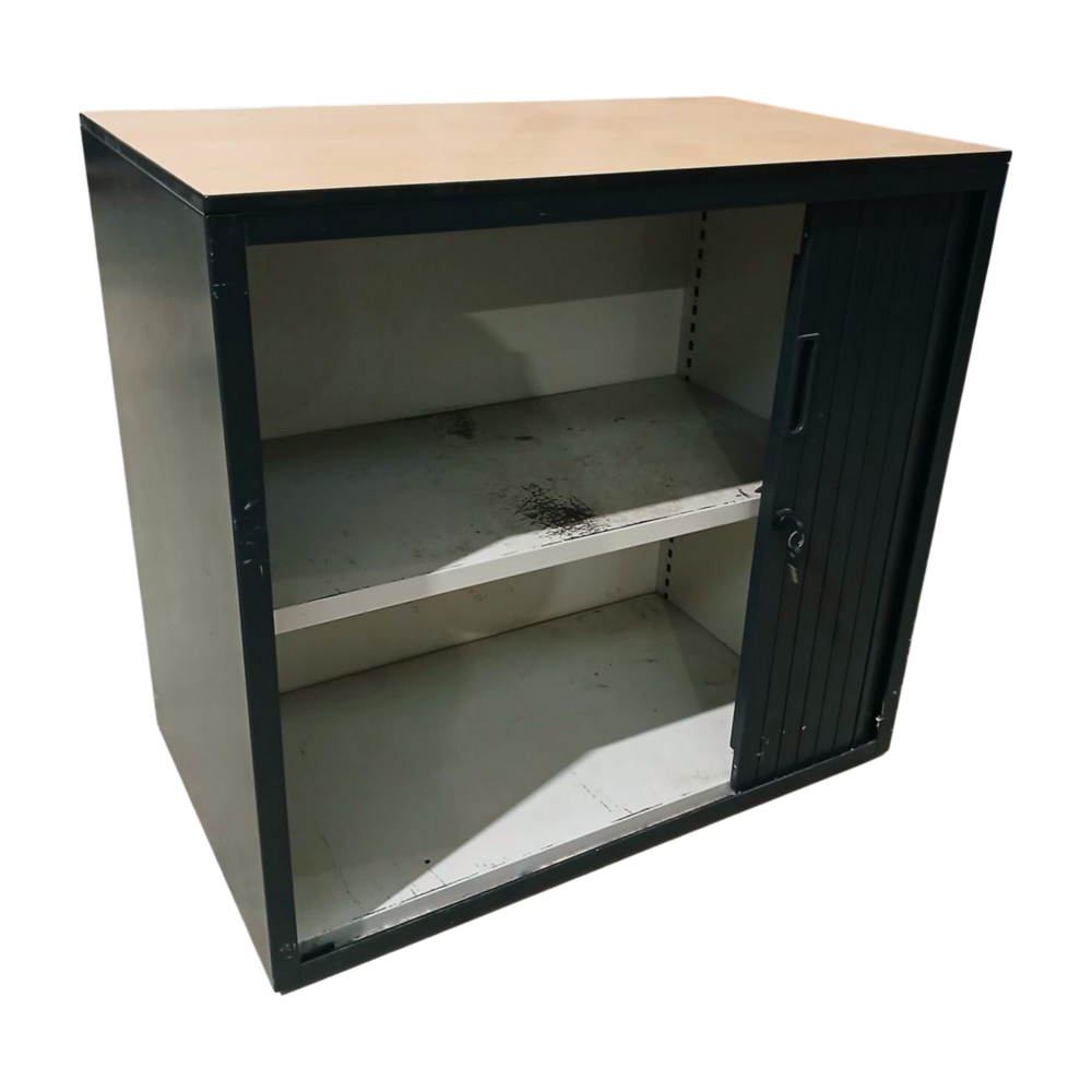 Emtrade Roldeurkast / Archiefkast – 80×47×75 cm – Zwart – Gebruikt